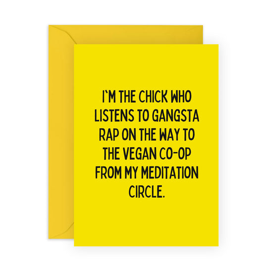 Humorous Greeting Card - 'GANGSTA RAP - CHICK' - Perfect for Adding a Fun and Edgy Twist to Your Message - Ideal for Friends Who Appreciate a Bold Sense of Humor - Comes With Stickers By Central 23