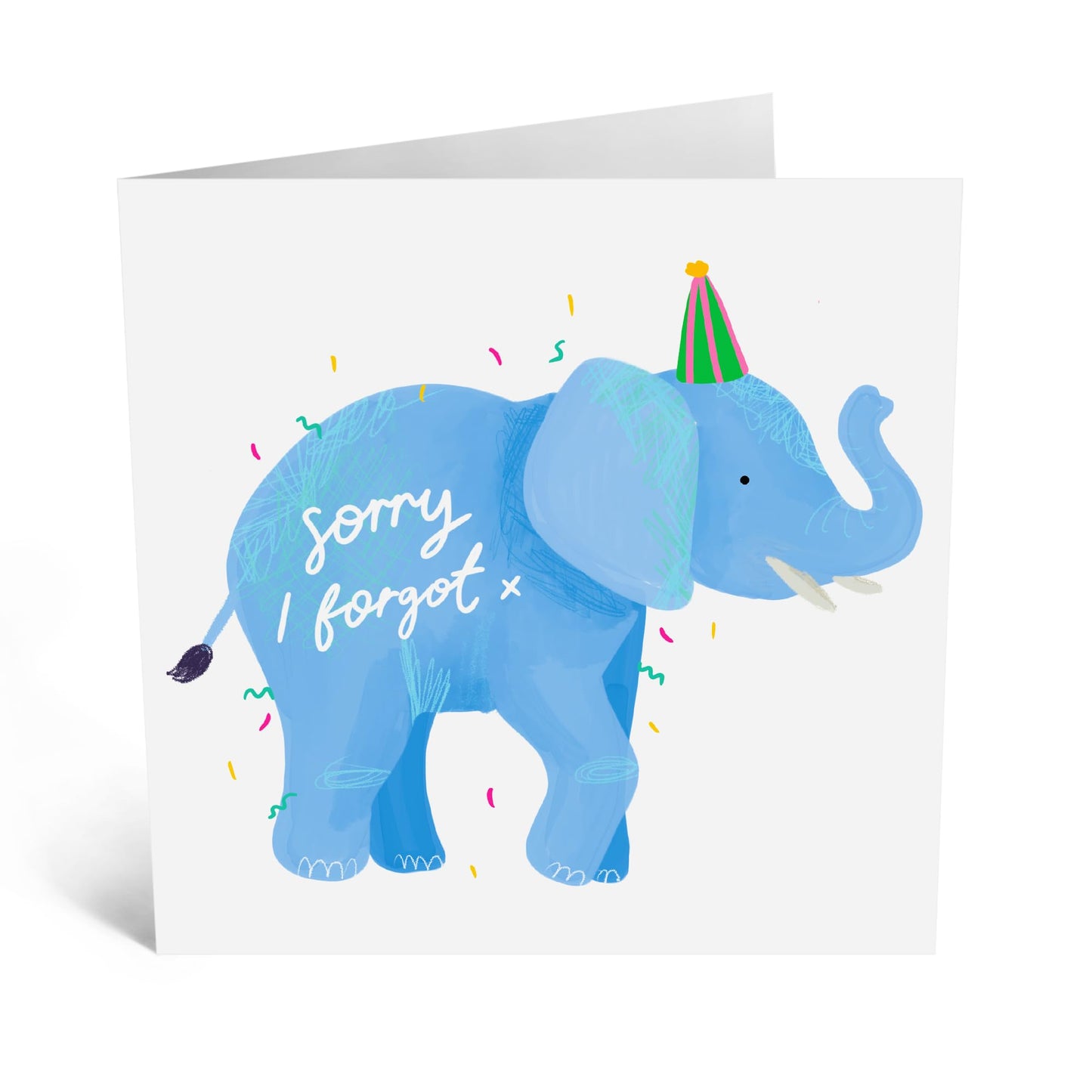 Apologetic Birthday Card - 'SORRY I FORGOT, ELEPHANT!' - One Way to Apologize with a Playful Nod to Forgetfulness - Lighten the Mood on Their Special Day - Includes Envelope and Stickers by Central 23