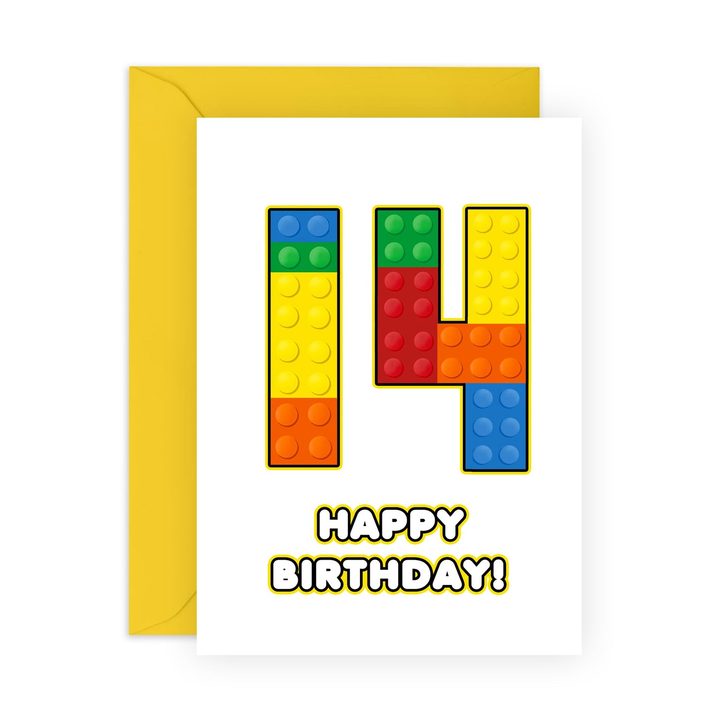 14th Birthday Card For Boys - 14 Building Block - Happy Fourteenth Birthday Card For Teens - Building Block - Gifts For Him Son Nephew Grandson - Comes With Fun Stickers - By Central 23