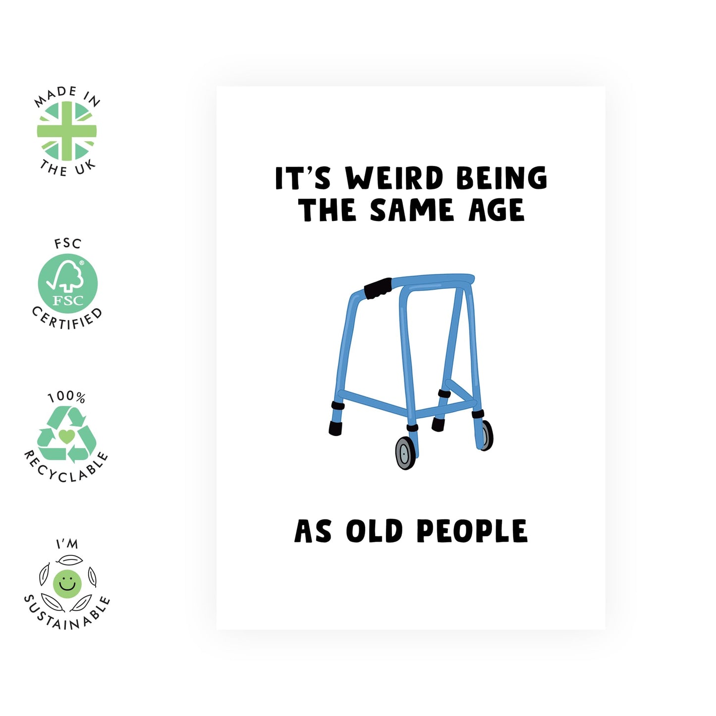 Happy Birthday Card For Her - Same Age As Old People - Funny Birthday Cards For Men Women - Age Joke Humour - Friends Birthday Card - Mum And Dad - Comes With Stickers - By Central 23