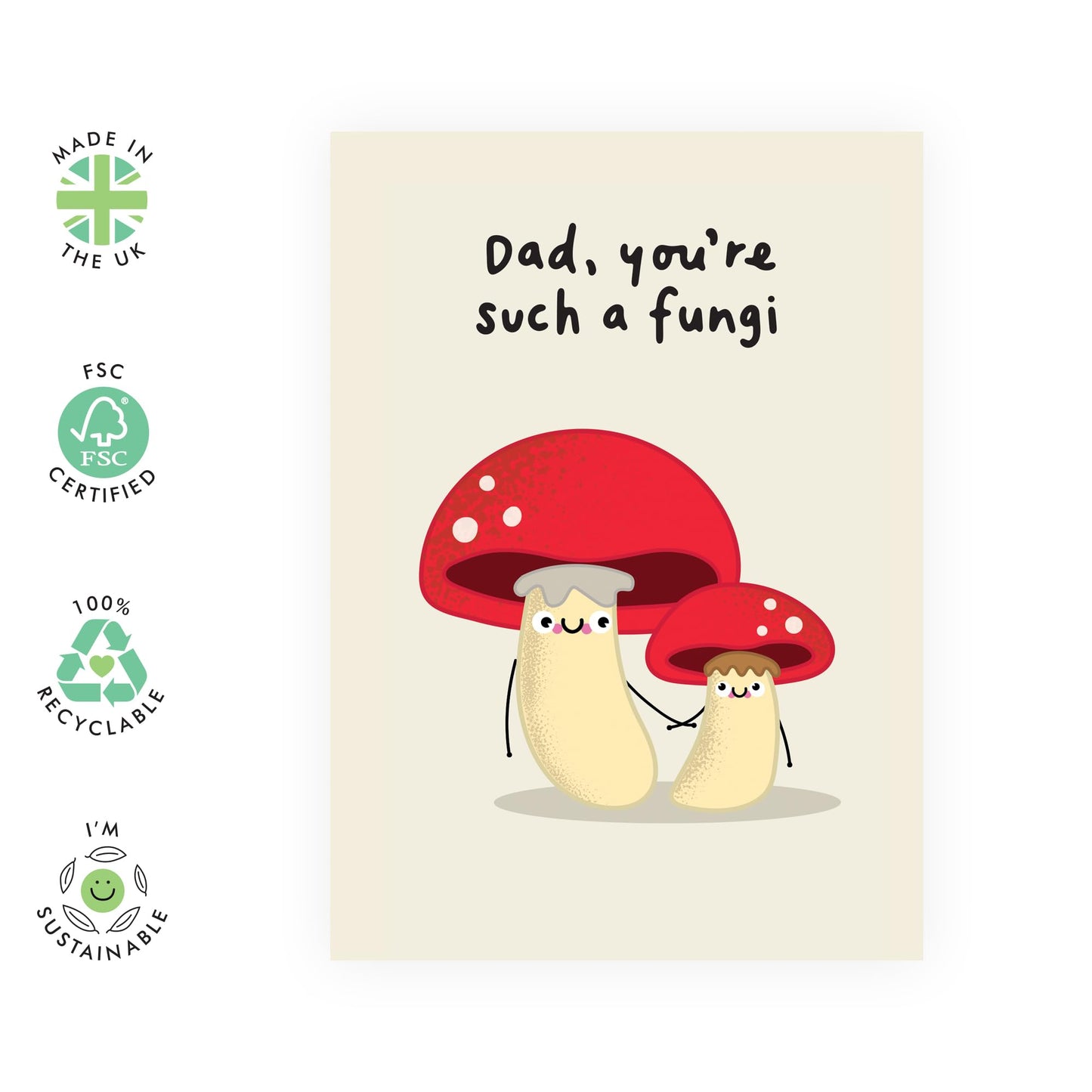 Funny Greeting Card - 'DAD FUN-GI' - Perfect for Celebrating Dad's Humor and Quirkiness - Ideal for Him, Friends, Dads, Family, and Anyone Who Loves a Good Laugh - Comes With Stickers By Central 23