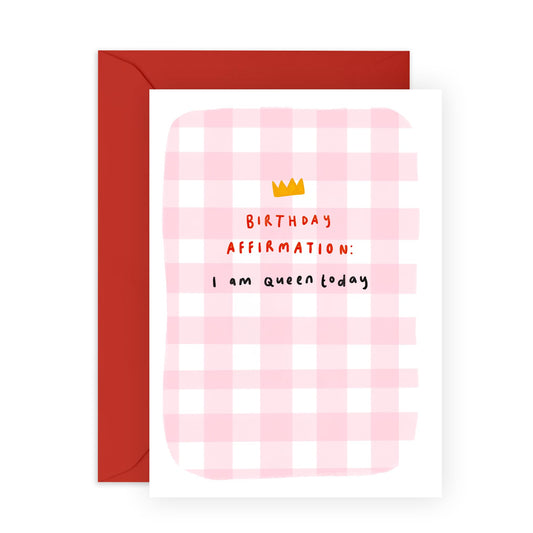 Birthday Affirmation Card – Queen for the Day, Fun Greetings for Her, Friend, Sister, Wife, Girlfriend, Fiance, Mum, Grandma, Nana, Auntie, Niece, Daughter, Colleagues, BFF -Comes with Stickers