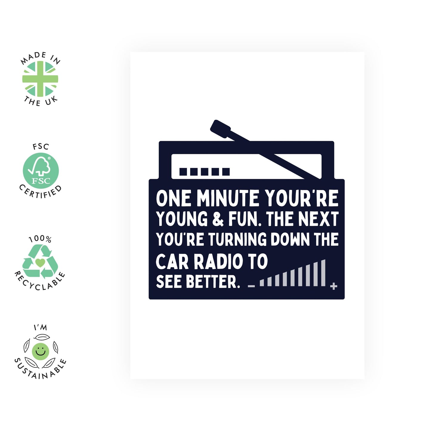 Hilarious Birthday Cards For Mum - Turn Down Car Radio To See Better - Husband Birthday Card - Wife Birthday Cards - Funny Greeting Cards And Envelopes For Dad - Comes With Fun Stickers By Central 23
