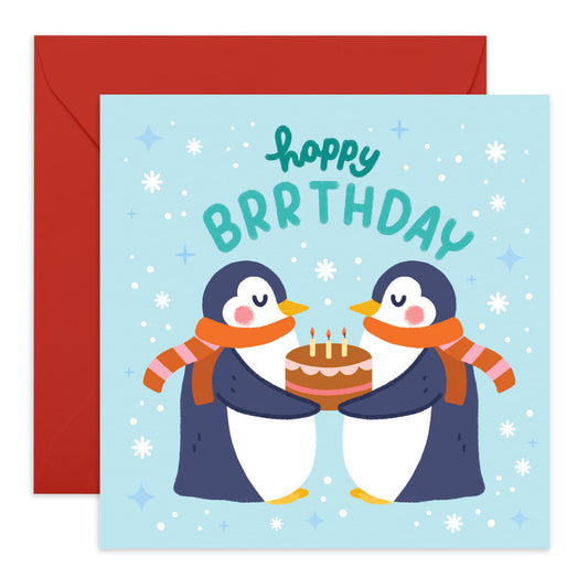 Happy Birthday Card For Him Her - Penguin Birthday - Sweet Birthday Cards For Men Women - Gifts For Mum Or Dad - Best Friend - From Friend Bff - Comes With Stickers By Central 23