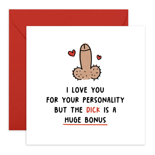 Naughty Birthday Cards For Men - Love You For Your Personality - Humorous Anniversary Card For Husband Boyfriend Fiance - Naughty Valentines Card For Him - Comes With Stickers - By Central 23
