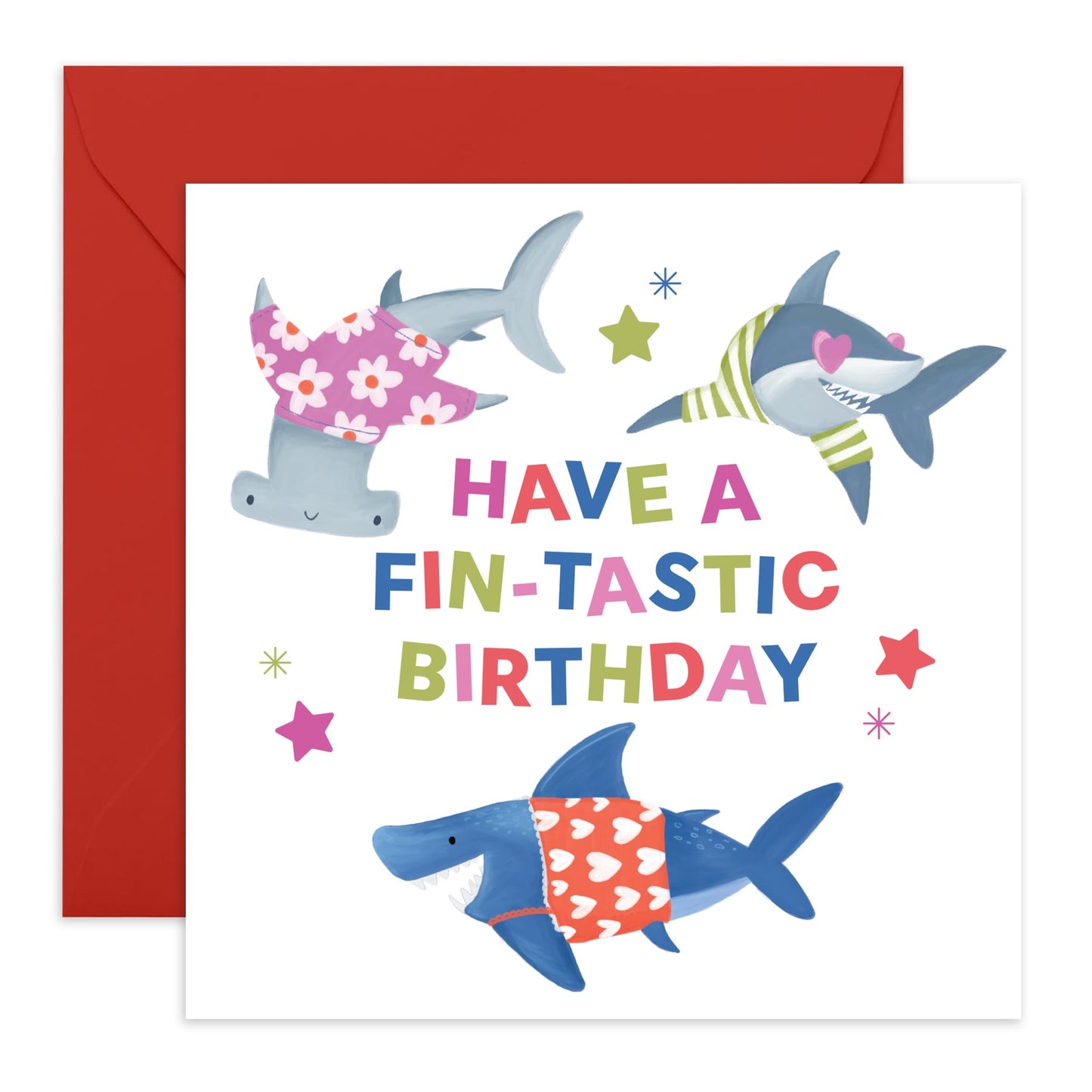 Shark Birthday Cards For Boys - Have A Fintastic Birthday - Happy Birthday Cards Funny - Gifts For Son Daughter Grandson Nephew Dad Cousin - Comes With Fun Stickers By Central 23