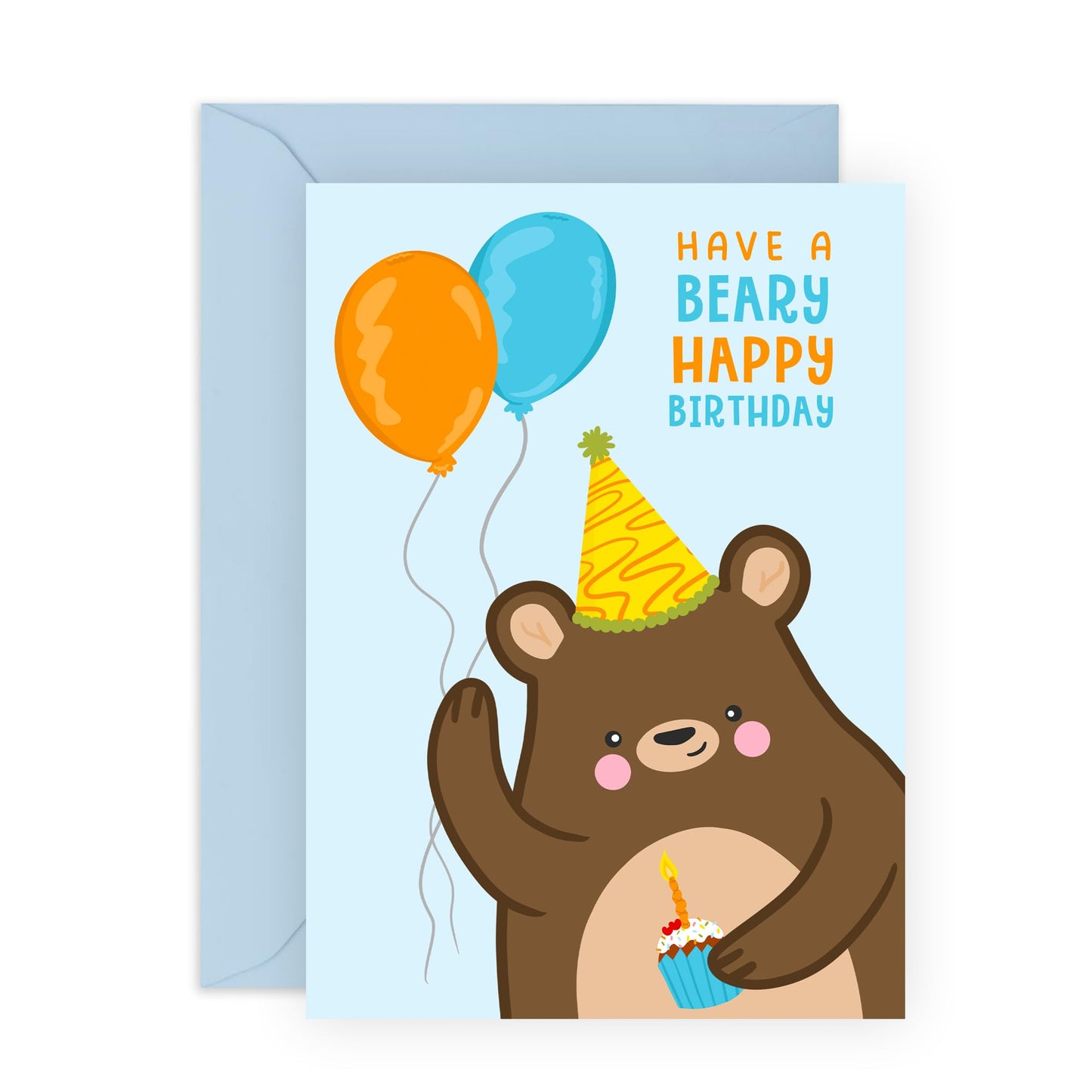 Happy Birthday Cards For Her Him - Bear Happy Birthday - Animal Greeting Card For Kids - Cute Greeting Cards For Nephew Niece - Gifts From Mum Dad - Comes With Fun Stickers - By Central 23