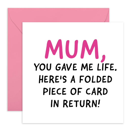 Sweet Mum Thank You and Birthday Card - 'You Gave Me Life' - Appreciation Gifts for Her Mummy, Mam, Ma from Son, Daughter, Kids - Mothers Day Message & Gift For Mama - Comes with Cute Stickers