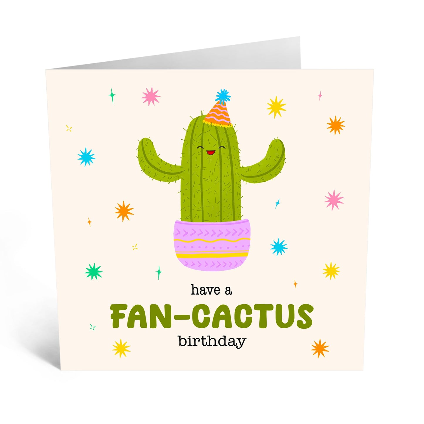 Funny Greeting Card - 'FAN-CACTUS BIRTHDAY' - Perfect for Plant Lovers and Friends with a Sense of Humor - Celebrate Their Special Day with a Quirky Twist - Comes With Stickers By Central 23