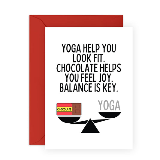 Female Birthday Cards For Her - Yoga And Chocolate - Best Friend Birthday Card For Bestie Bff Colleagues - Wife Birthday Card - For Mum Sister Girlfriend - Comes With Stickers - By Central 23