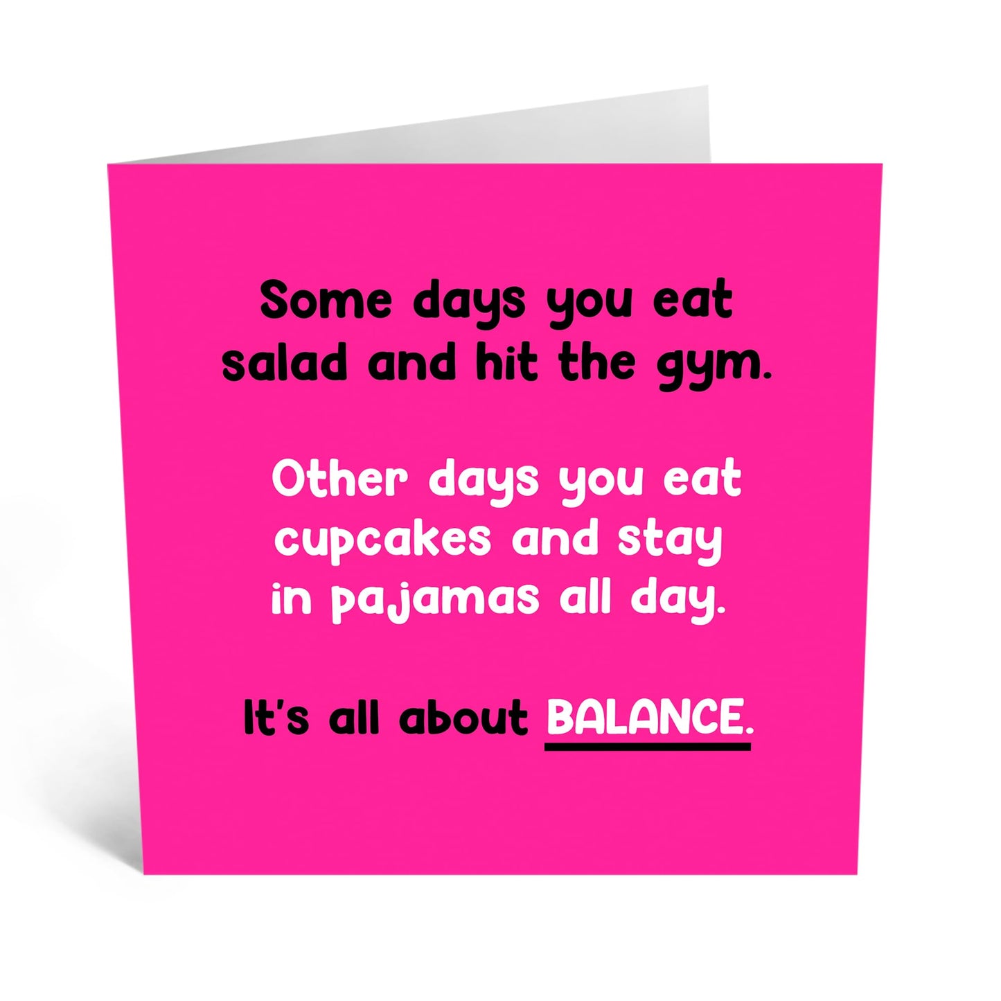 Hilarious Greeting Card Women Men - 'LIFE BALANCE' - Sarcastic Gym Humor for Him, Her, Mum, Sister, Wife, Friends, Bestie, BFF, Auntie, Colleagues - Mothers Day Card - Comes With Stickers