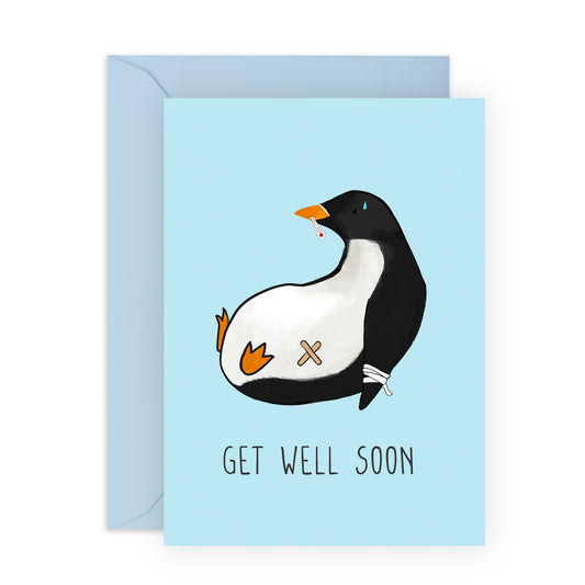 Stay Positive Cards And Envelope - Get Well Soon Penguin - Speedy Recovery Him Her - Encouragement Cards For Men Women - Greeting Card - For Girl Friends - Comes With Fun Stickers By Central 23