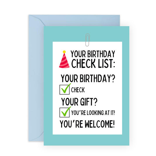Happy Birthday Card For Men Women - Birthday Checklist - Funny Birthday Cards For Mum Dad Brother Sister - Gifts For Him Her - Comes With Stickers - By Central 23