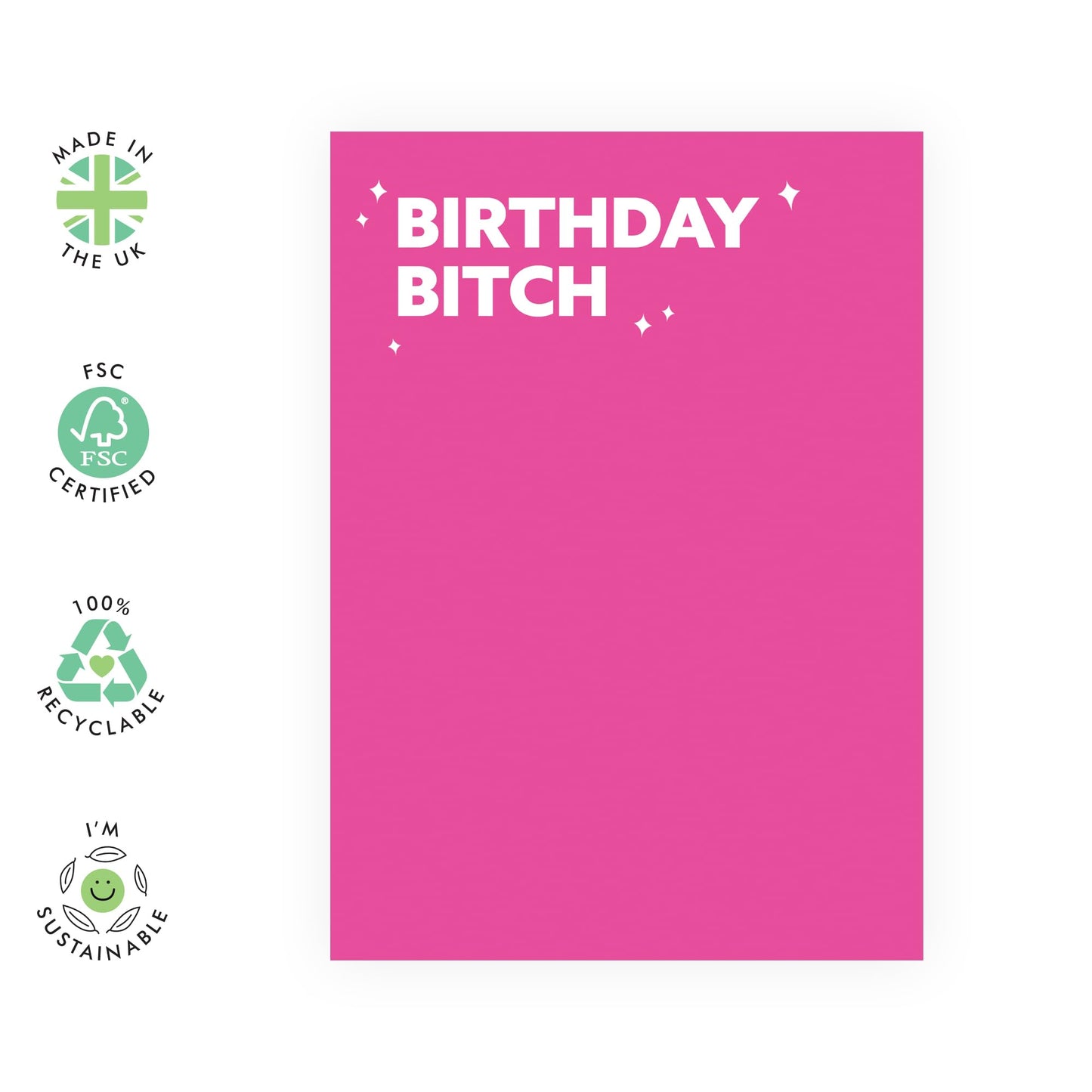 B*tchy Birthday Card - 'Birthday B*tch' - Gifts for Bestie, Best Friends, BFF, Her, Ladies, Girls, Sis, Coworker, Colleagues - Very Pink - Comes with Fun Stickers