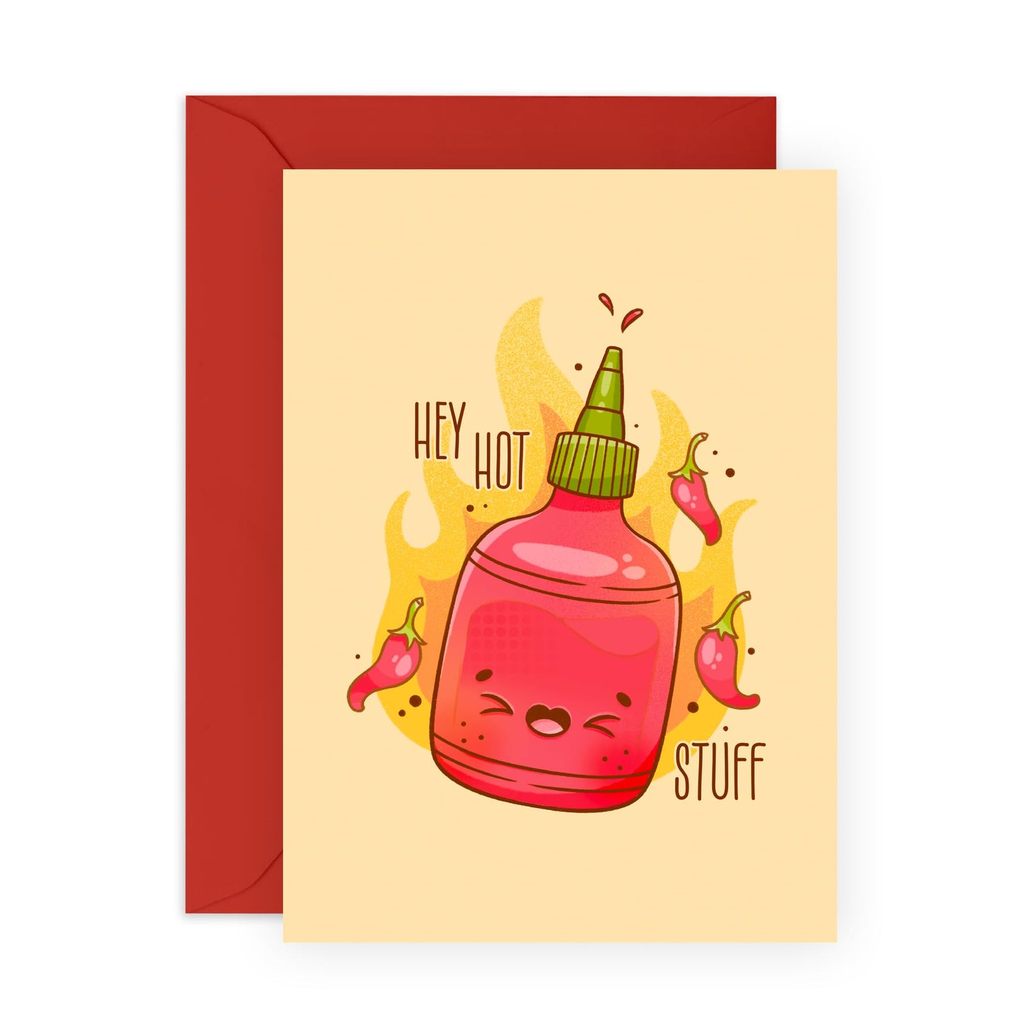 Fun Card - 'HEY HOT STUFF' - Perfect for Adding a Flirty and Playful Touch to Birthdays or Special Occasions - Ideal for Someone Who Loves a Little Humor - Includes Envelope and Stickers by Central 23