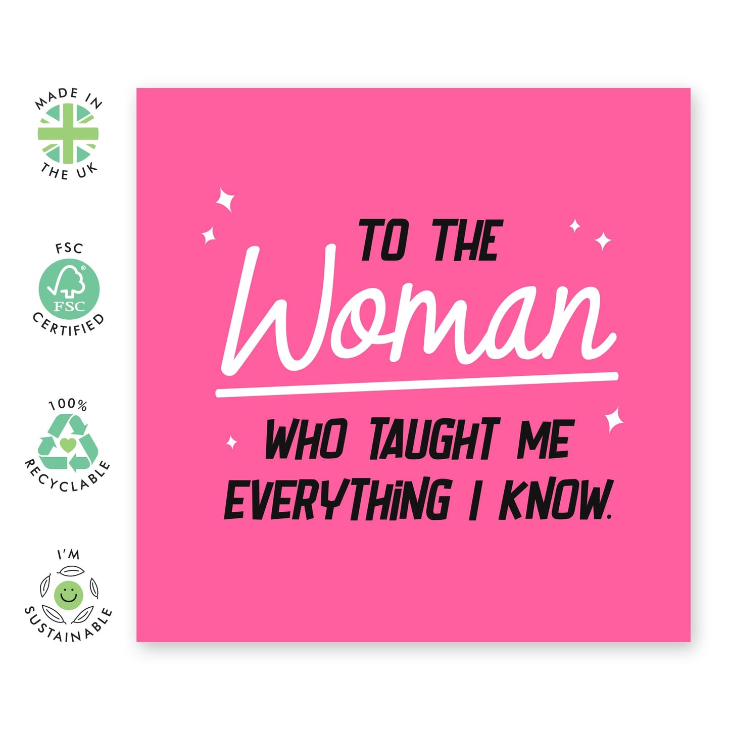 Thank You Mum Birthday Card - Woman Who Taught Me Everything - Thank You Mothers Day Card - Greeting Cards For Mummy Mama Step Mum - Gifts For Her from Son Daughter Family - Comes With Stickers