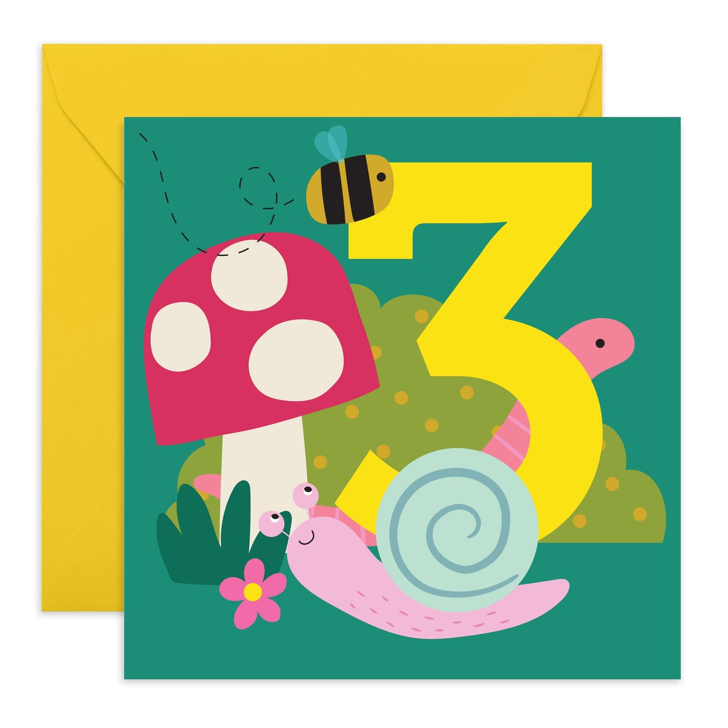 Third Birthday Card For Kids - Childrens Snail Age 3 - Birthday Card Toddler - Boys Girls Birthday Cards 3rd Bday - Gifts For Him Son Daughter Nephew Grandson - Comes With Stickers By Central 23