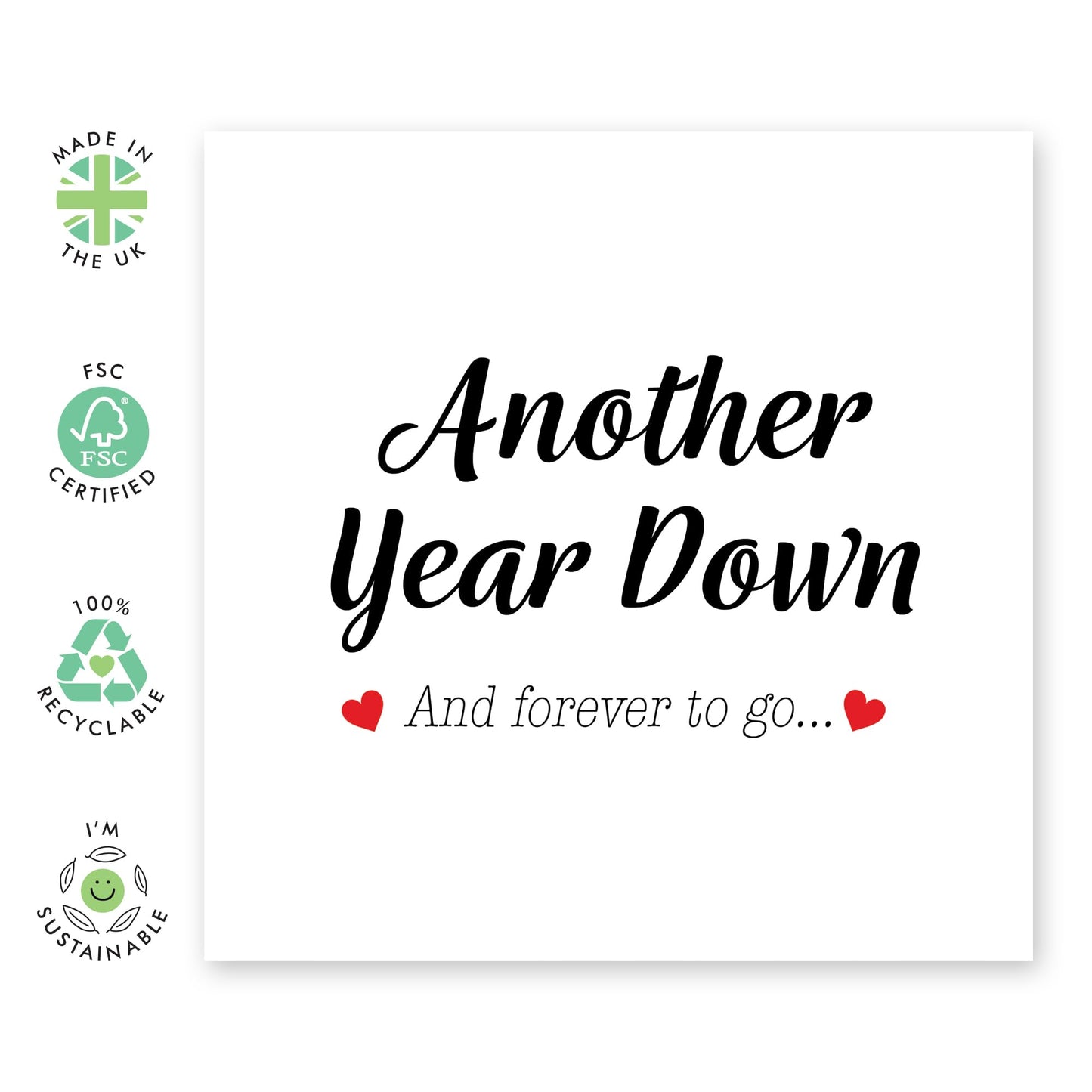 Husband Anniversary Card - Another Year Down, Forever To Go - Wife Anniversary Card - Sweet Love Card For Couple Partner - I Love You Gifts For Him Her - Comes With Stickers By Central 23