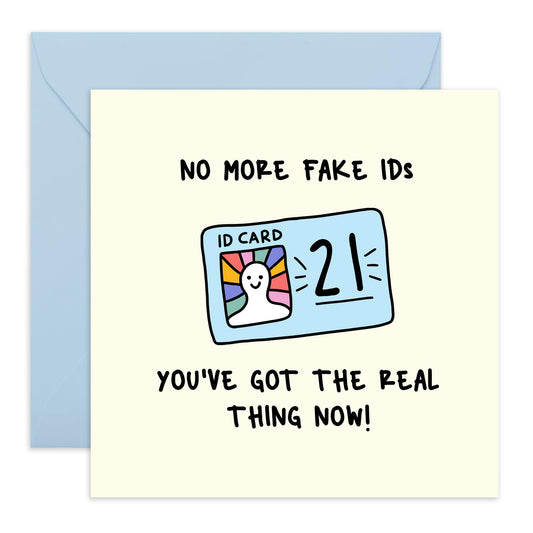Hilarious Birthday Card - '21 No More F*ke IDs' - Gift for Sons, Daughter, Niece, Nephew Granddaughter, Grandson, Him - You Can Do What You Want - Comes with Fun Stickers