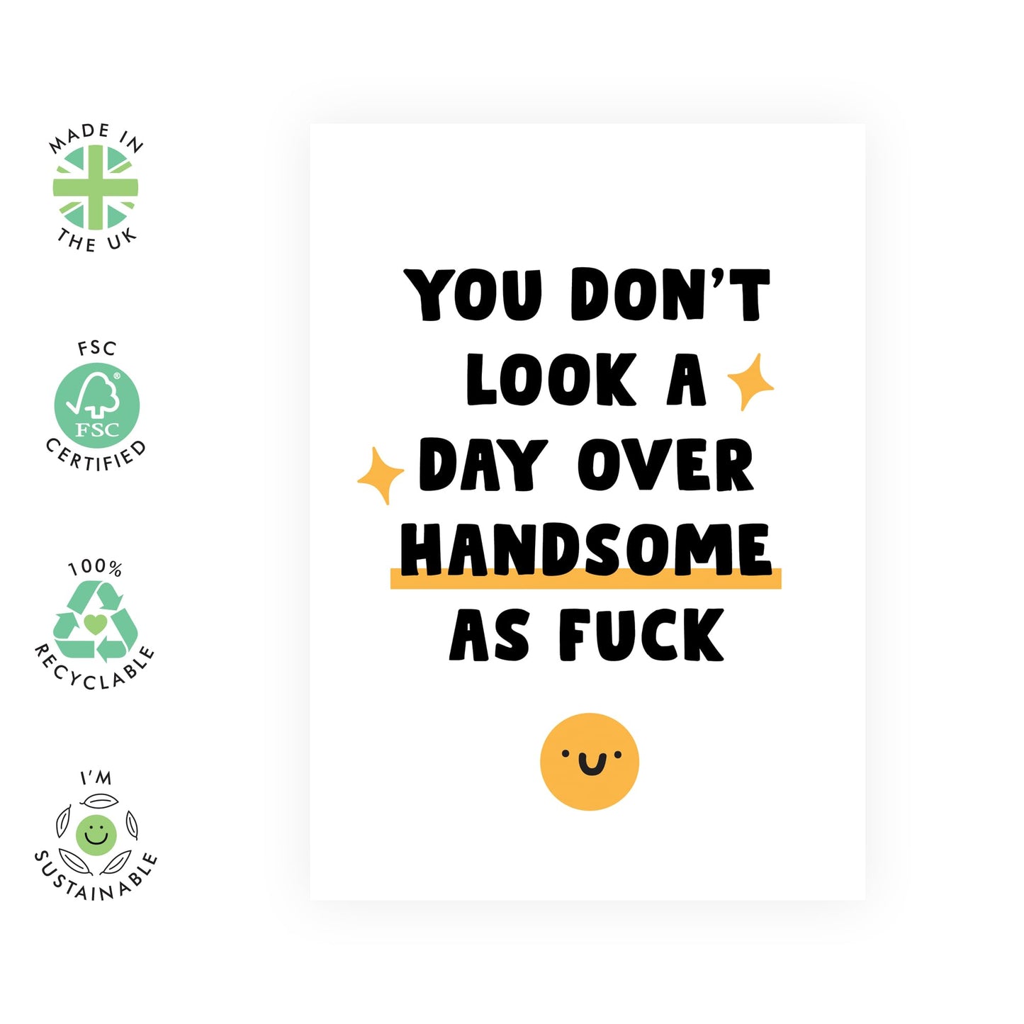 Birthday Cards For Men - Handsome As Fuck - Funny Birthday Greeting Cards For Women - Friends Birthday Card - Brother Or Sister Birthday Card - Comes With Fun Stickers By Central 23