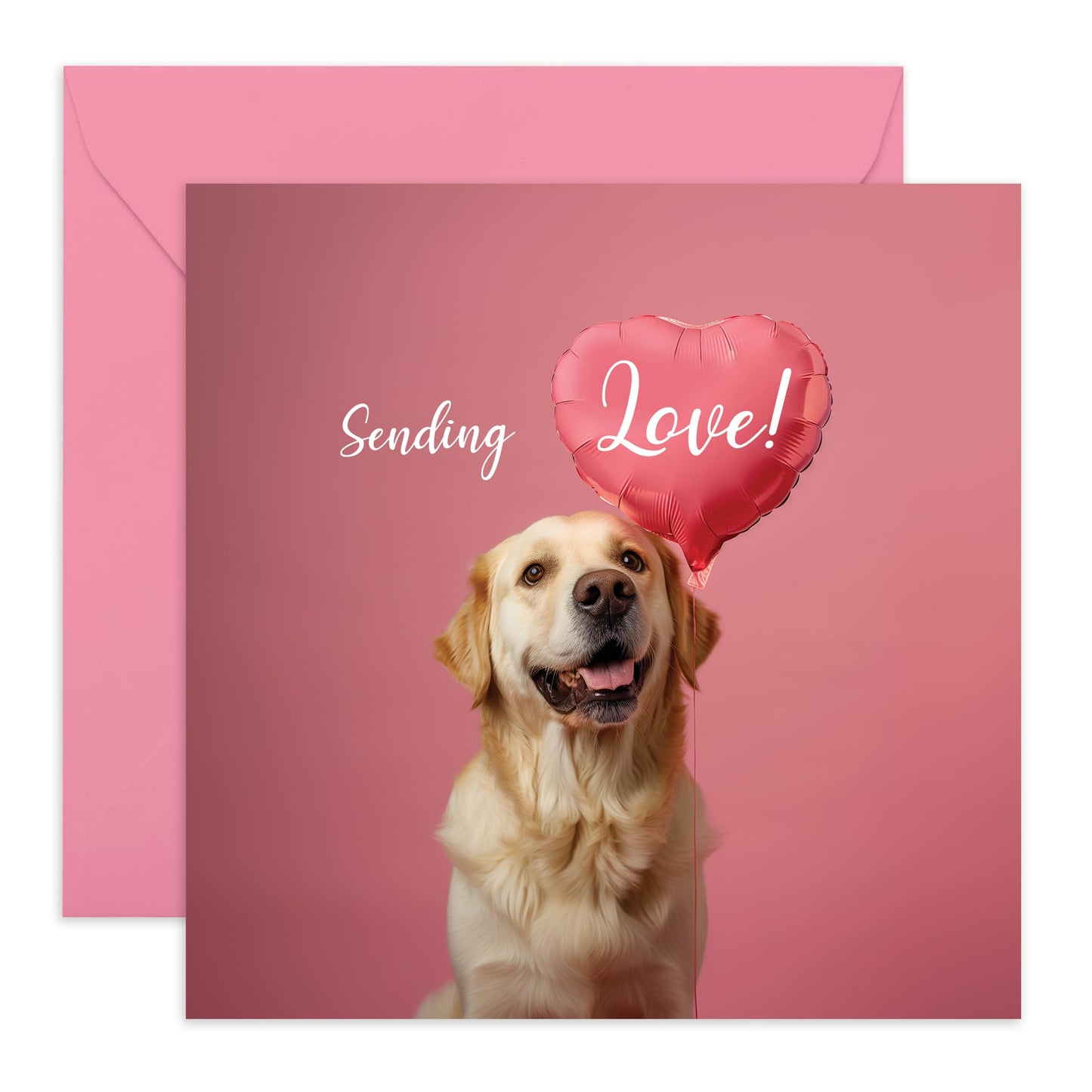 Greeting Card - 'SENDING LOVE BALLOON LABRADOR' - Perfect for Sending Warm Wishes with a Touch of Canine Charm - Ideal for Labrador Lovers & Add a Heartfelt Message - Comes With Stickers By Central 23