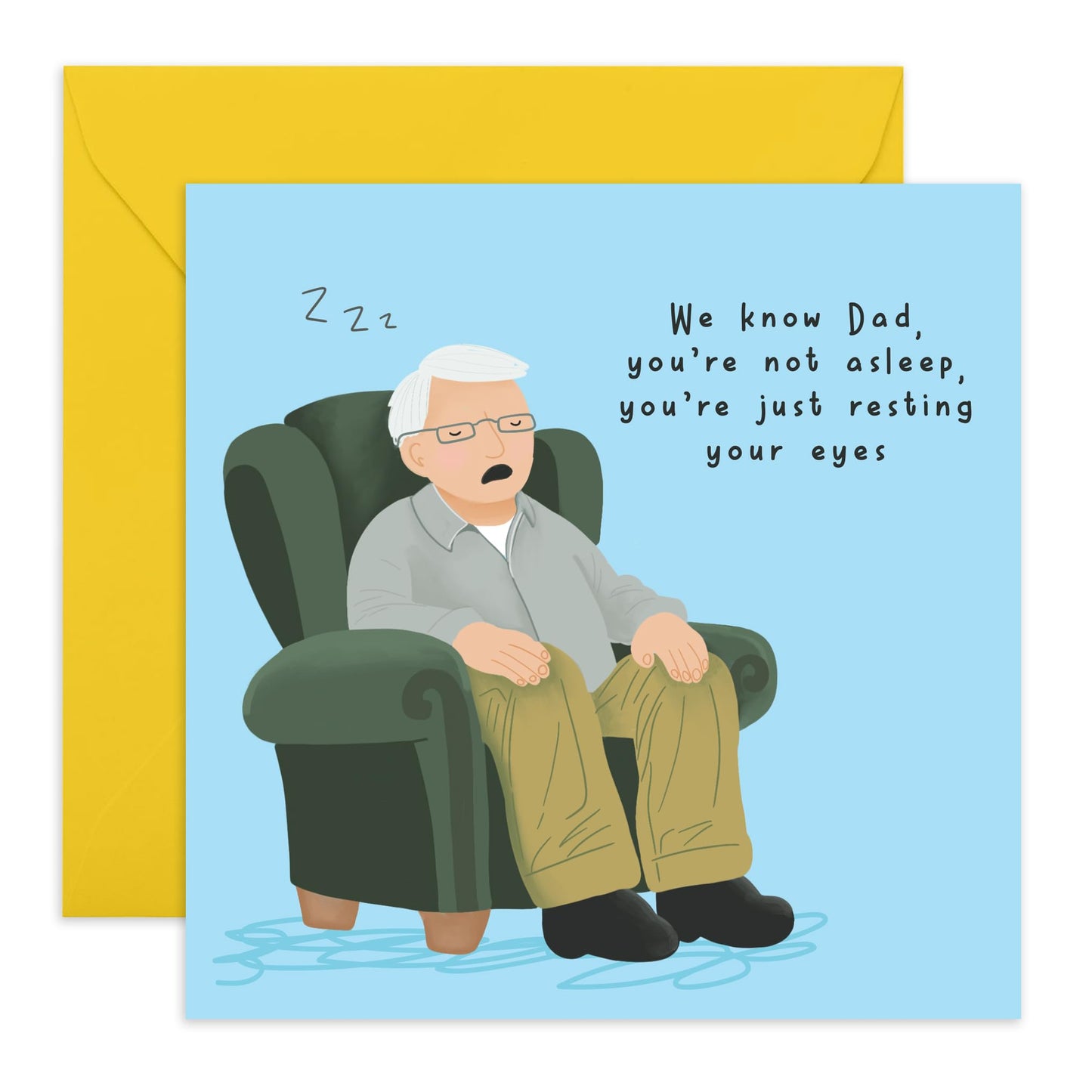 Happy Birthday Dad Card - Not Asleep, Just Resting You Eyes - Dad Jokes Humour Sarcasm- Funny Father's Day Cards From Daughter Son - Gifts For Men Papa Pop Daddy Comes With Stickers By Central 23