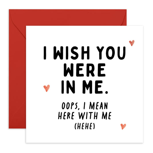 Love Cards For Boyfriend Valentines - I Wish You Was Here In Me - Anniversary Card For Husband Wife - Greeting Cards For Fiance - I Love You Gifts For Him Her - Comes With Fun Stickers By Central 23