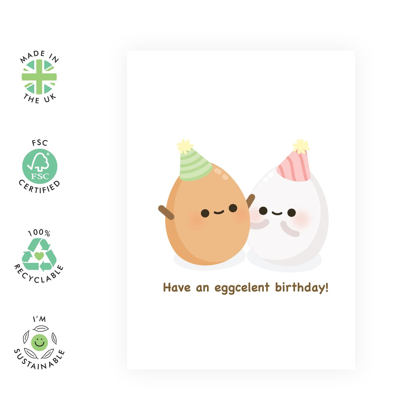 Funny Birthday Card - Have An Eggcellent Birthday - Food Pun Humour - Cute Greeting Cards For Son Daughter Niece Nephew - Gifts For Him Her - Comes With Stickers - By Central 23