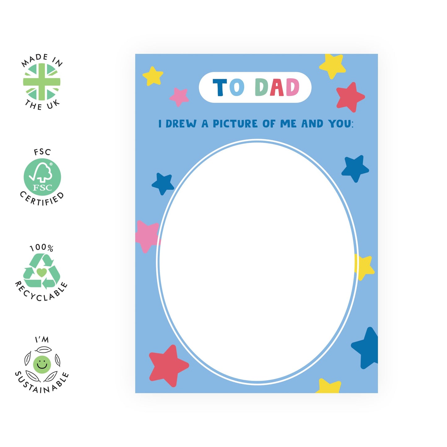 Heartfelt Card - 'DAD DREW ME AND YOU' - For Dads Daddy's Pops - Perfect for Celebrating Your Unique Bond - Ideal for Any Occasion or Just to Show Appreciation - Comes with Stickers by Central 23