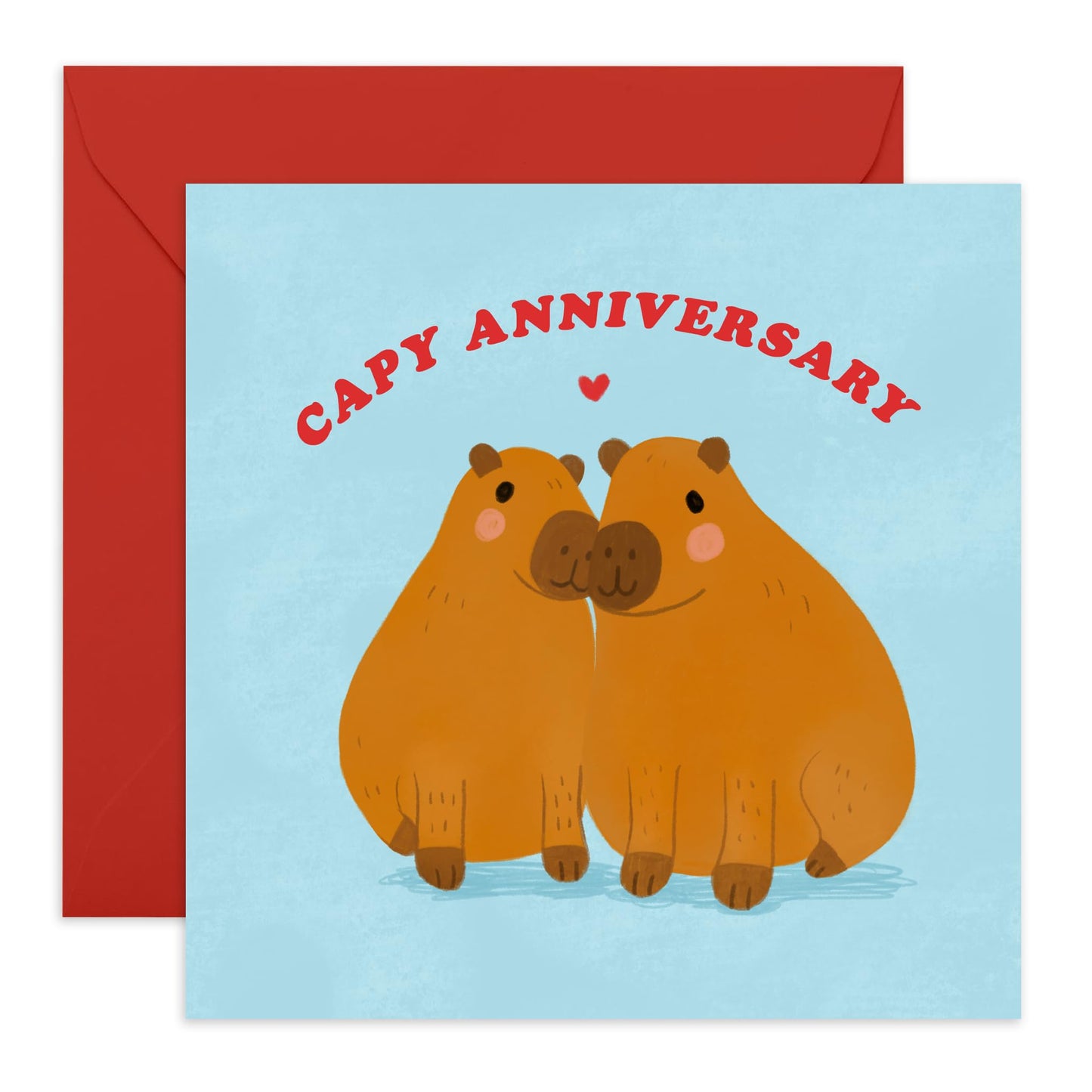 Anniversary Card for Him or Her - 'Capy Anniversary' - Gifts for Him, Her, Husband, Wife, Girlfriend, Boyfriend, Babe, Fiance - Happy Anniv - Comes with Fun Stickers