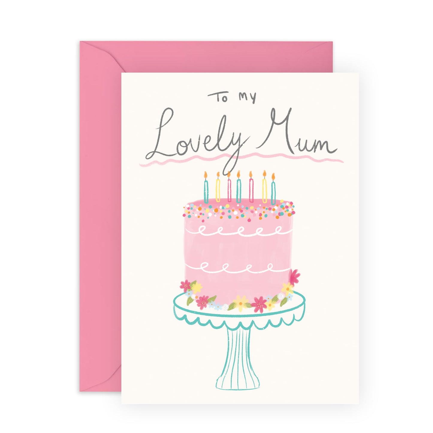 Thoughtful Birthday Card - 'To My Lovely Mum' - Gifts for Mother, Mummy, Mama, Ma, Her, Mam, Family - Cake & Candles - Comes with Fun Stickers