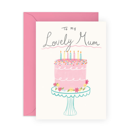 Thoughtful Birthday Card - 'To My Lovely Mum' - Gifts for Mother, Mummy, Mama, Ma, Her, Mam, Family - Cake & Candles - Comes with Fun Stickers