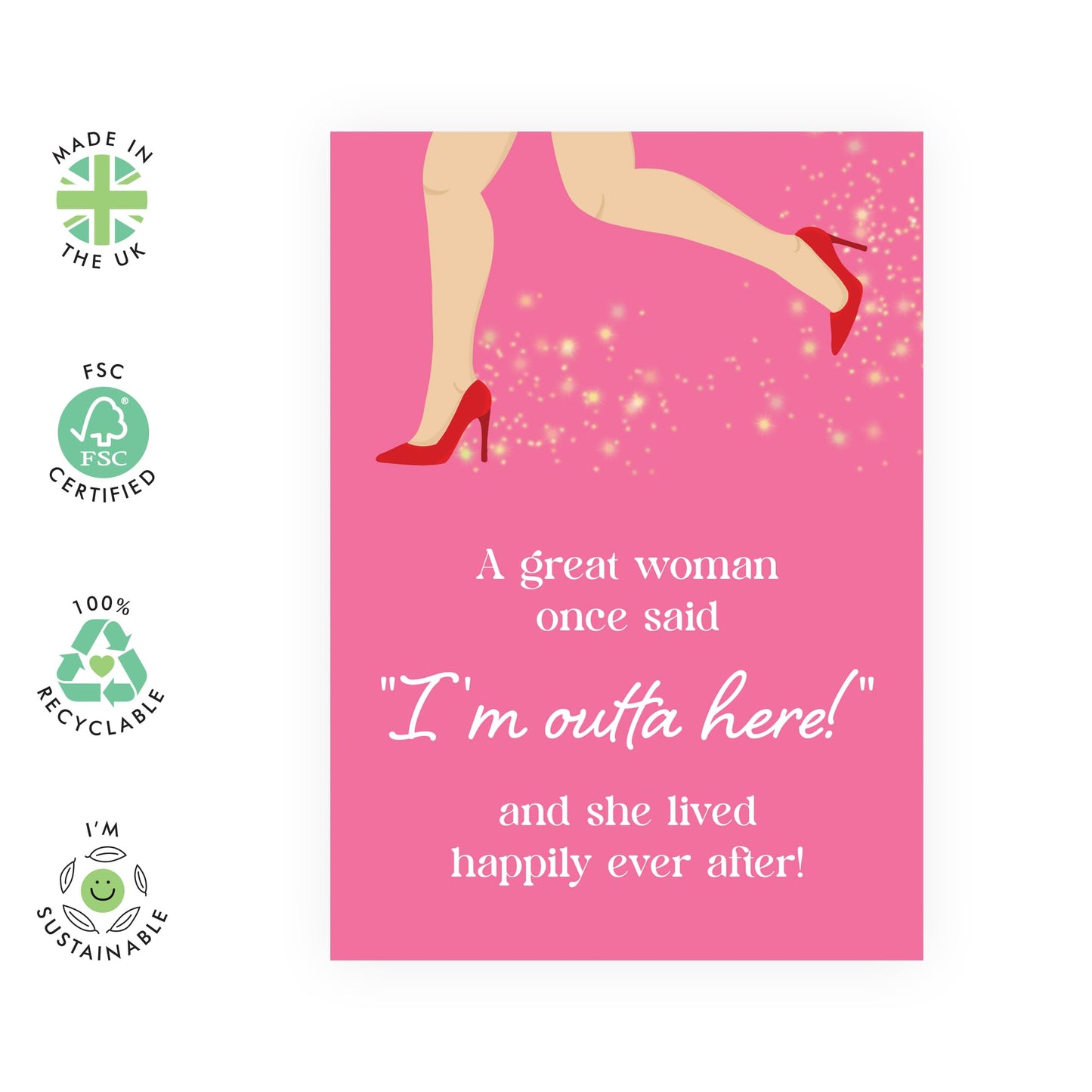 Leaving Card For Colleagues - I'm Outta Here - Funny Goodbye Cards For Coworkers Officemates Friends Female - Retirement Card For Women - Good Luck Gifts - Comes With Stickers - By Central 23