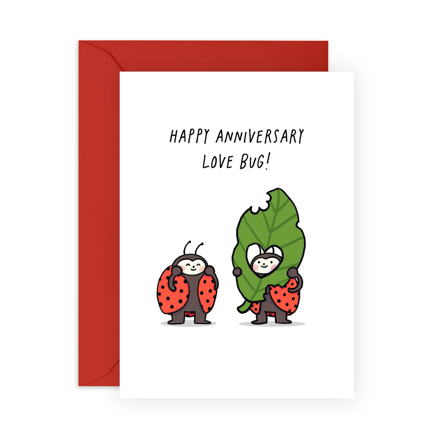 Cute & Romantic Anniversary Card - 'Love Bug' - Anniversary & Valentines Gifts for Couples, Parents, Husband & Wife - Adorable & Sweet Message - Comes with Fun Stickers