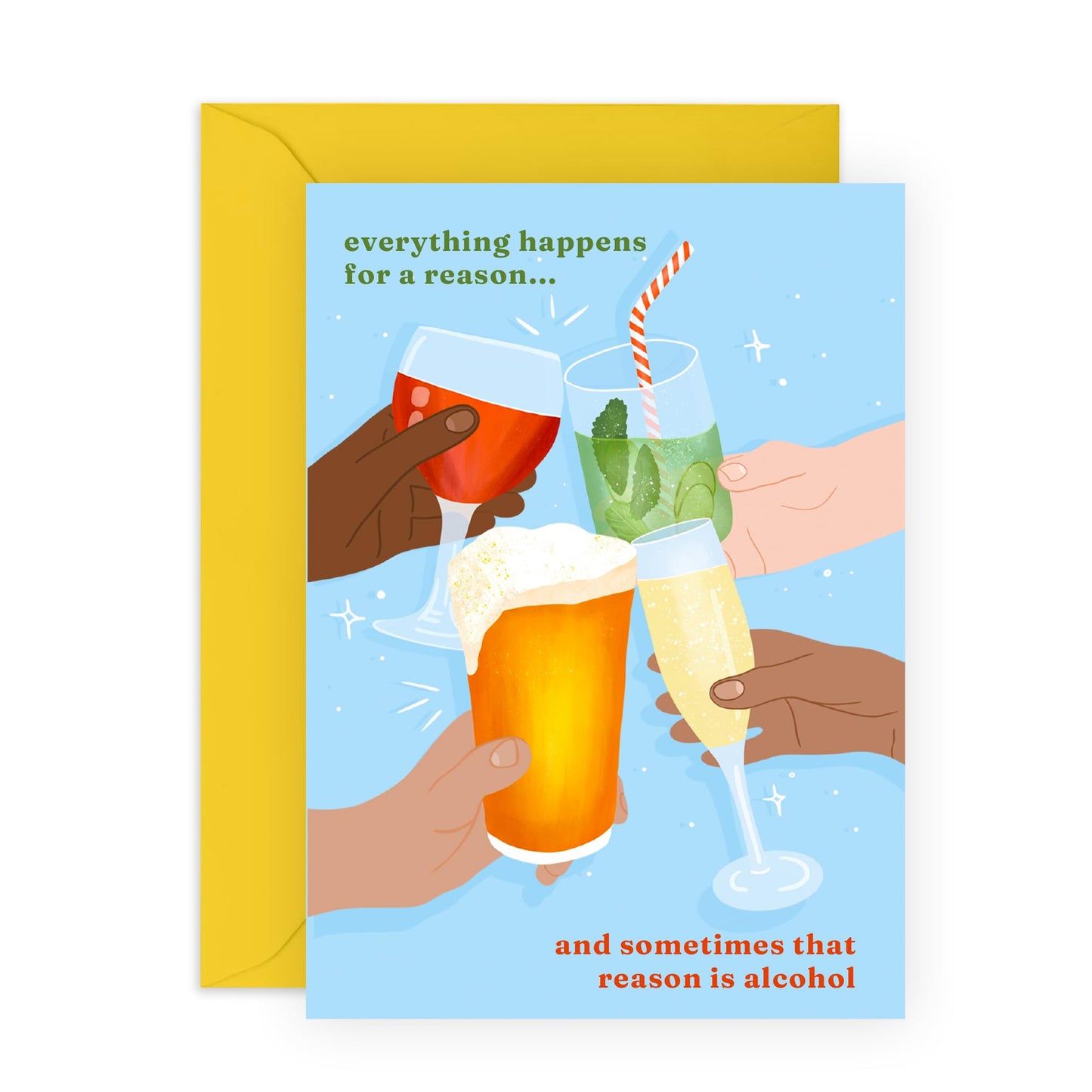 Cheers Birthday Card - 'Drinks Cheers' - Gifts for Friends, Coworker, Bestie, BFF,Bruv, Lad, Mates, Girlfriend, Lad, Officemate - Raise Glasses - Comes with Fun Stickers