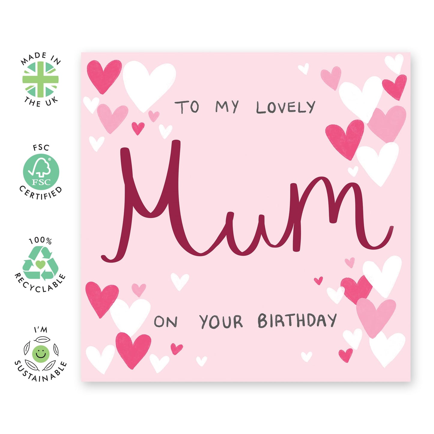 Mother's Birthday Card - 'Lovely Mum Birthday' - Gifts for Mam, Mammy, Mummy, Ma, Mama, In-Law, Step Mum - For You - Comes with Fun Stickers