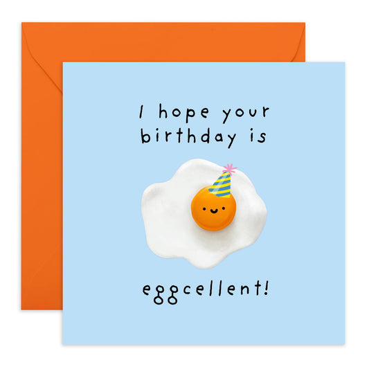 Funny Birthday Card - 'EGG-CELLENT BDAY!' - Perfect for Celebrating with Humor and a Punny Twist - Ideal for Friends Family Besties BFFs Brothers Sisters Colleagues - Comes With Stickers By Central 23