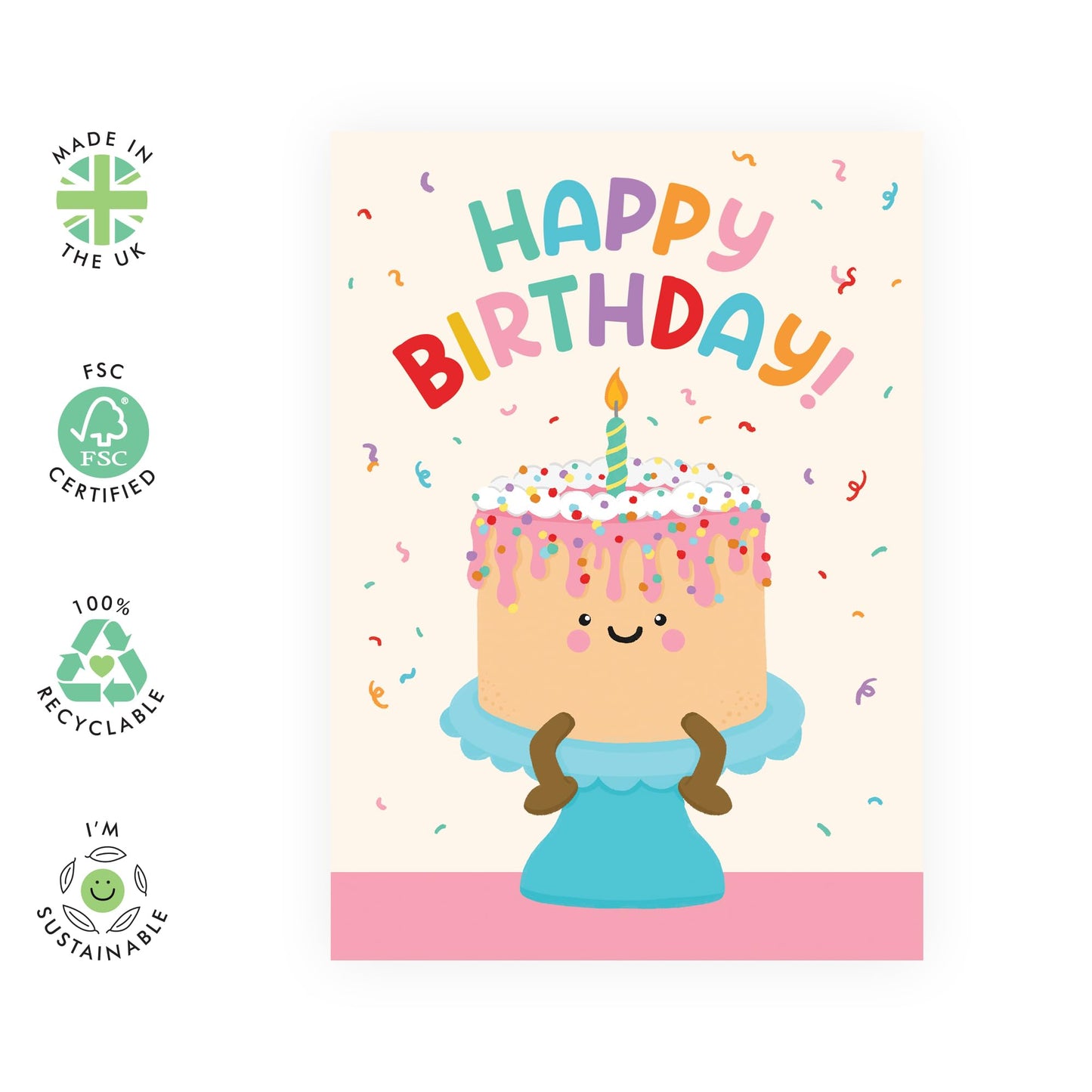 Greeting Card - 'HAPPY BIRTHDAY RAINBOW CAKE' - Perfect for Adding a Burst of Color to Birthday Celebrations - Ideal for Making the Special Day Extra Cheerful & Fun - Comes With Stickers By Central 23
