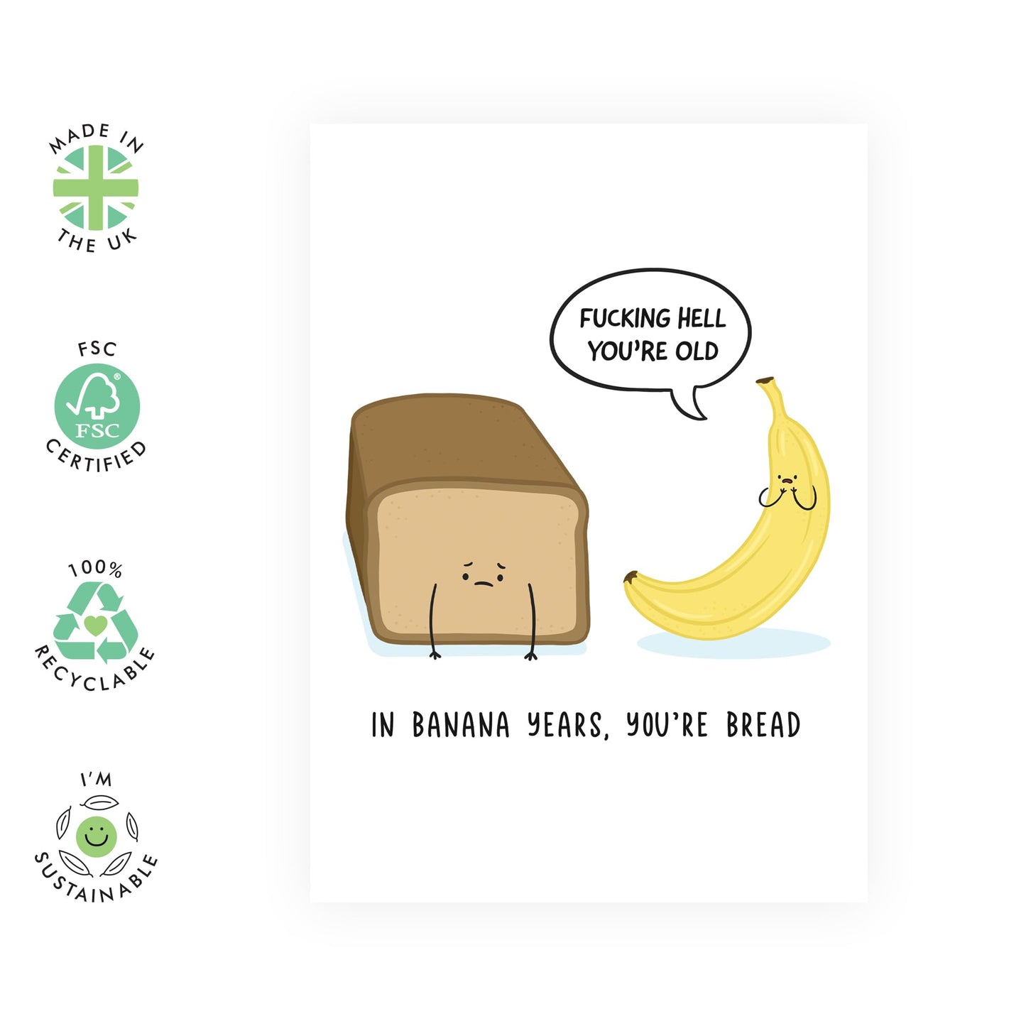Funny Birthday Card For Her - Dad Birthday Card - In Banana Years, You're Bread - Gifts For Men Women Husband Wife - Cheeky Grandmother Cards - Comes With Stickers - By Central 23