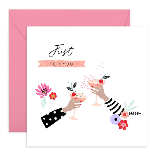 Blank Greeting Card With Envelope - Just For You Cocktails - Birthday Celebration Congratulations - All Occasion Cards For Women - Gifts For Her Sister Friends - Comes With Stickers By Central 23