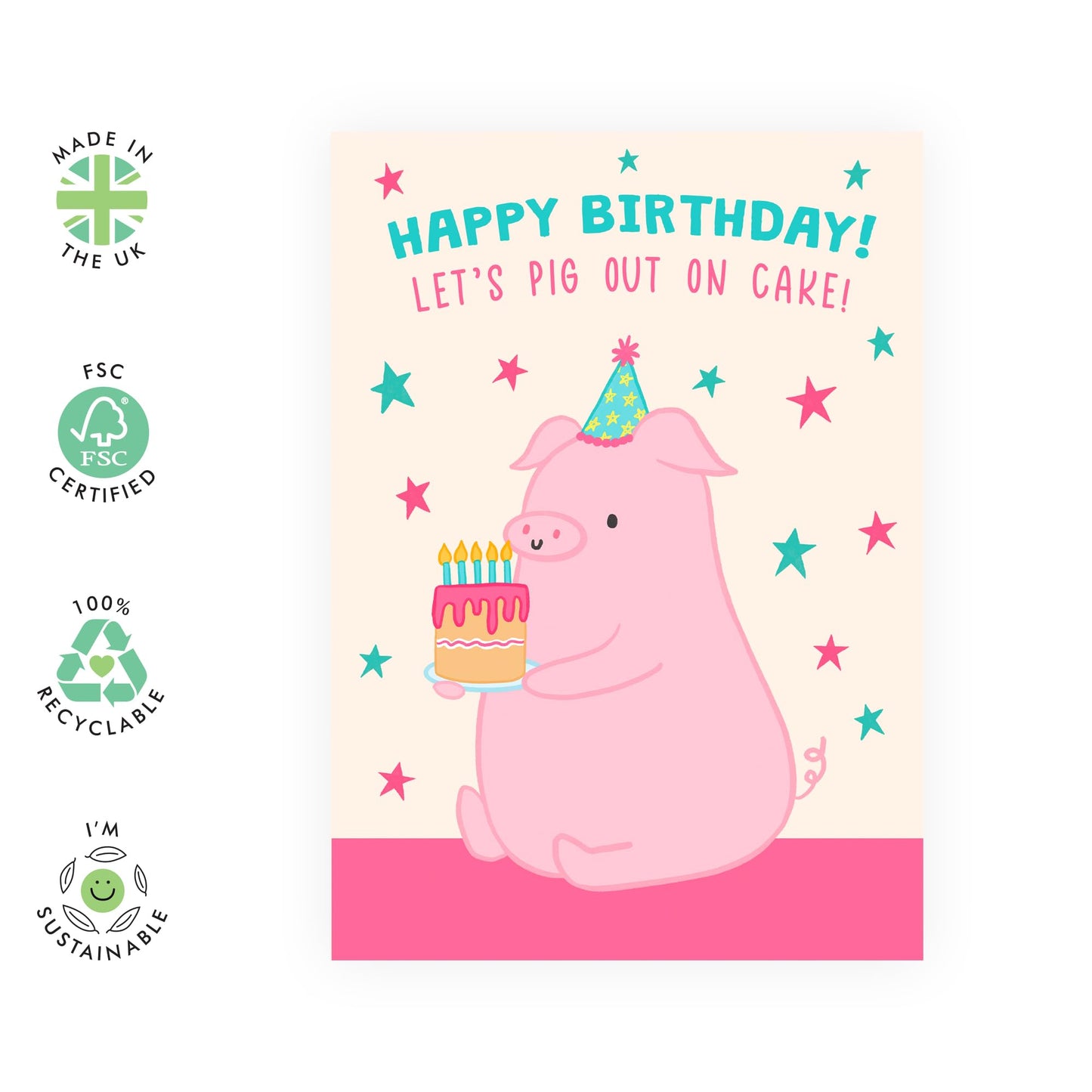 Best Friend Birthday Card For Women - Birthday Pig Cake - Heartfelt Greeting Cards For Friends Bestie Bff - Gifts For Her Female Girlfriends - Comes With Fun Stickers By Central 23