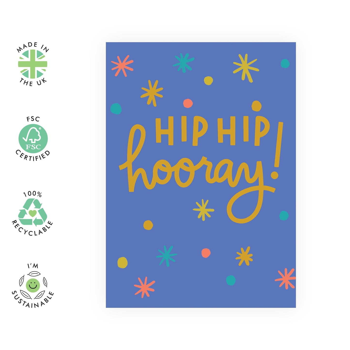 Happy Birthday Card For Men Women - Hip Hip Hooray - Congratulations Card - Celebration - Greeting Cards For Mum Dad Brother Sister - Gifts For Him Her - Comes With Stickers - By Central 23
