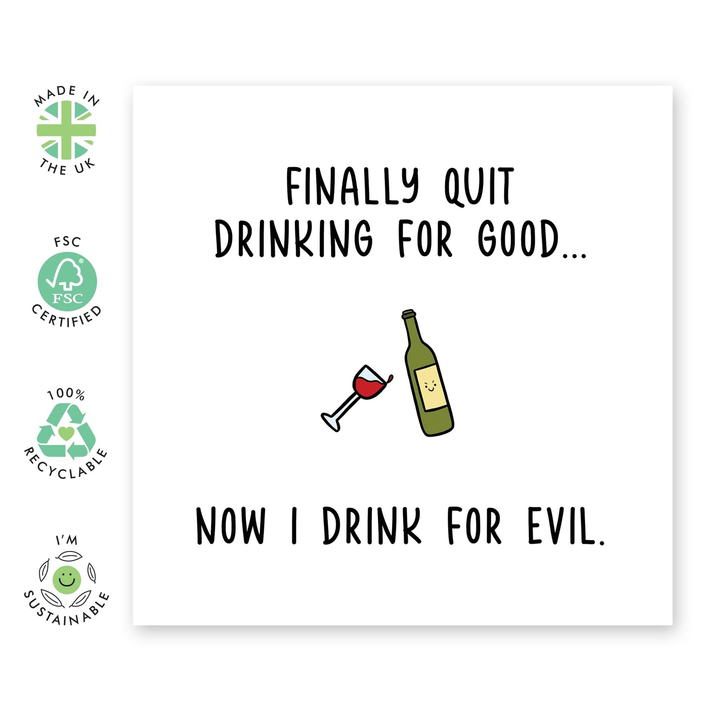 Hilarious Birthday Card on Drinking - 'Drinking for Evil' - Gifts for Friends, Family, BFF, Bruv, Lads, Buddies, Mates, Coworkers, Colleagues, Co-workers - Wine - Comes with Fun Stickers