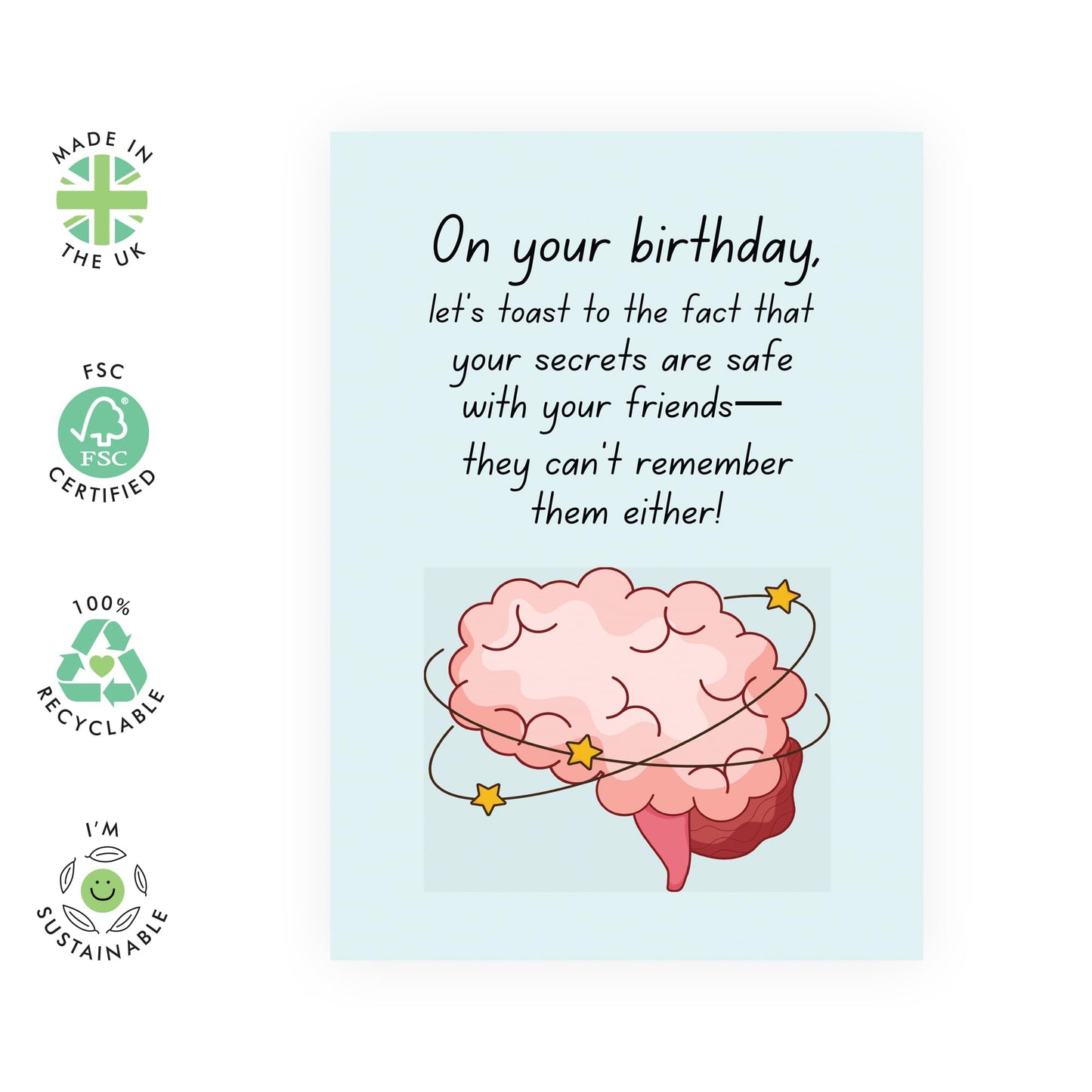 Humorous Birthday Card - 'SECRET SAFE WITH FRIENDS' - Perfect for Celebrating Friendship and Fun - Ideal for Adding a Smile to Their Birthday - Includes Envelope and Stickers by Central 23