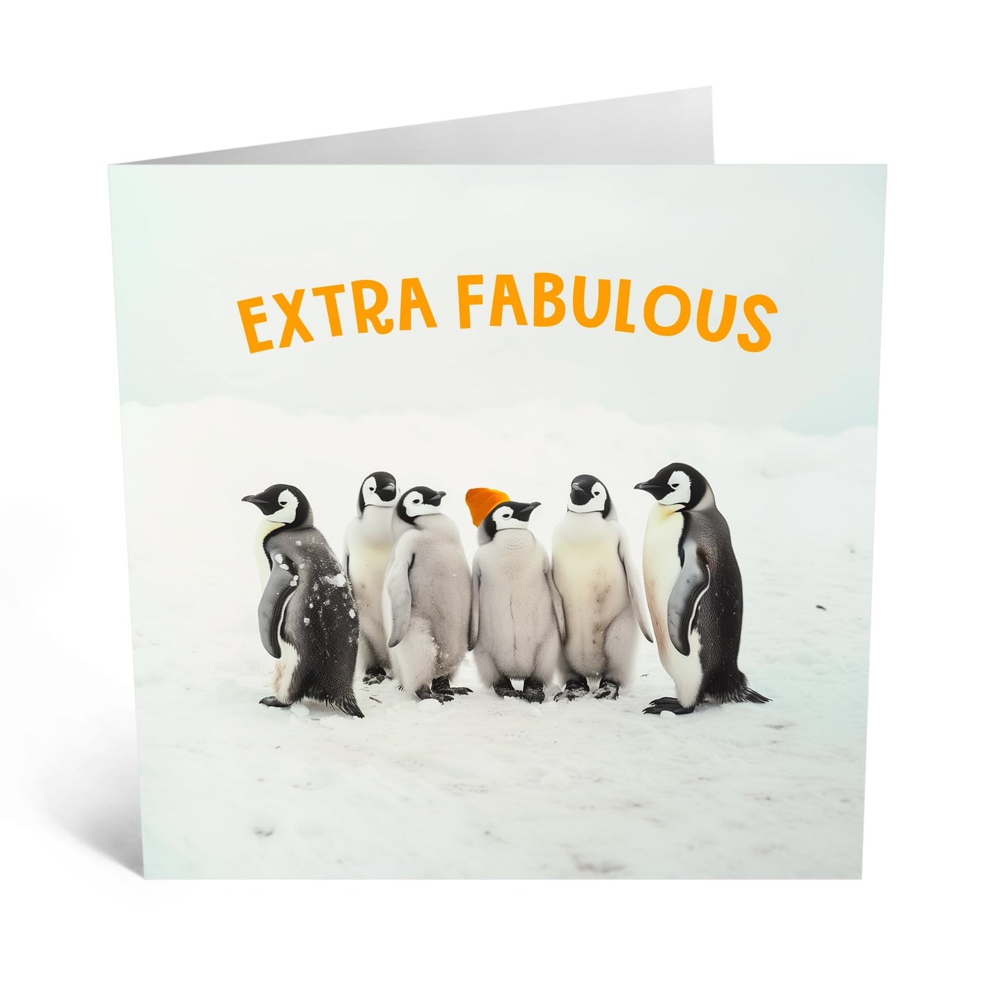 Greeting Card - 'EXTRA FABULOUS PENGUIN' - Perfect for Celebrating with a Touch of Chic and Cool - Ideal for Those Who Love Stylish Penguins & Fun Celebration Vibes - Comes With Stickers By Central 23
