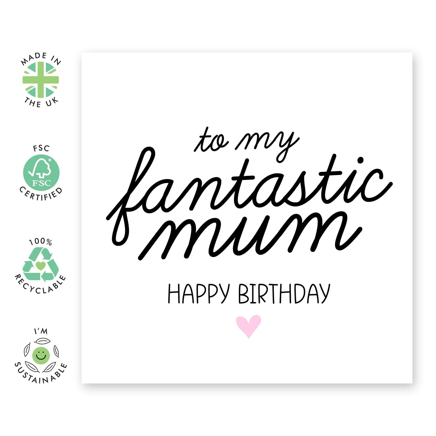 Mum Birthday Card - To My Fantastic Mum - Cute Birthday Cards For Women - Mummy Step Mum Mother In Law - Birthday Gifts For Her - Comes With Stickers - By Central 23