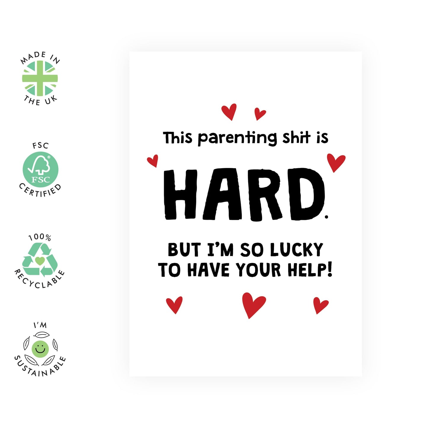 Funny Anniversary Cards For Wife Husband - Parenting is Hard - Hilarious Gifts for Her, Him, Partner, Spouse, Other Half, Babe, Family- Fathers Day or Mothers Day Card Ideas - Comes With Stickers