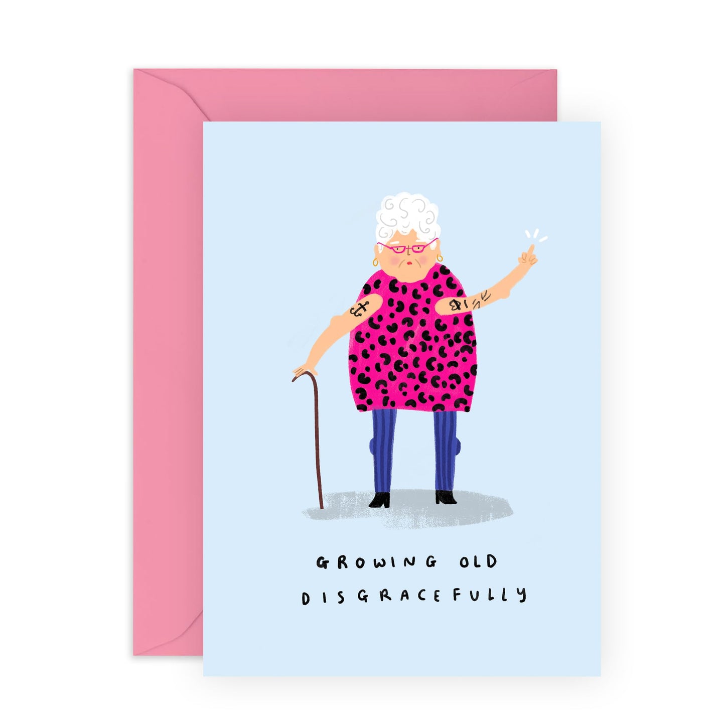 Funny Greeting Card - 'OLD DISGRACEFULLY' - Perfect for Life’s Quirky Muments with a Laugh - Ideal for Friends, Family and Anyone Who Embraces Aging with Attitude - Comes With Stickers By Central 23