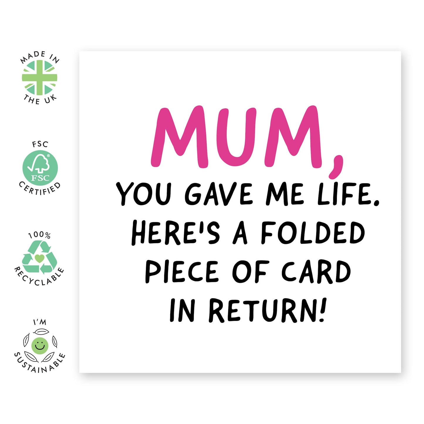 Sweet Mum Thank You and Birthday Card - 'You Gave Me Life' - Appreciation Gifts for Her Mummy, Mam, Ma from Son, Daughter, Kids - Mothers Day Message & Gift For Mama - Comes with Cute Stickers