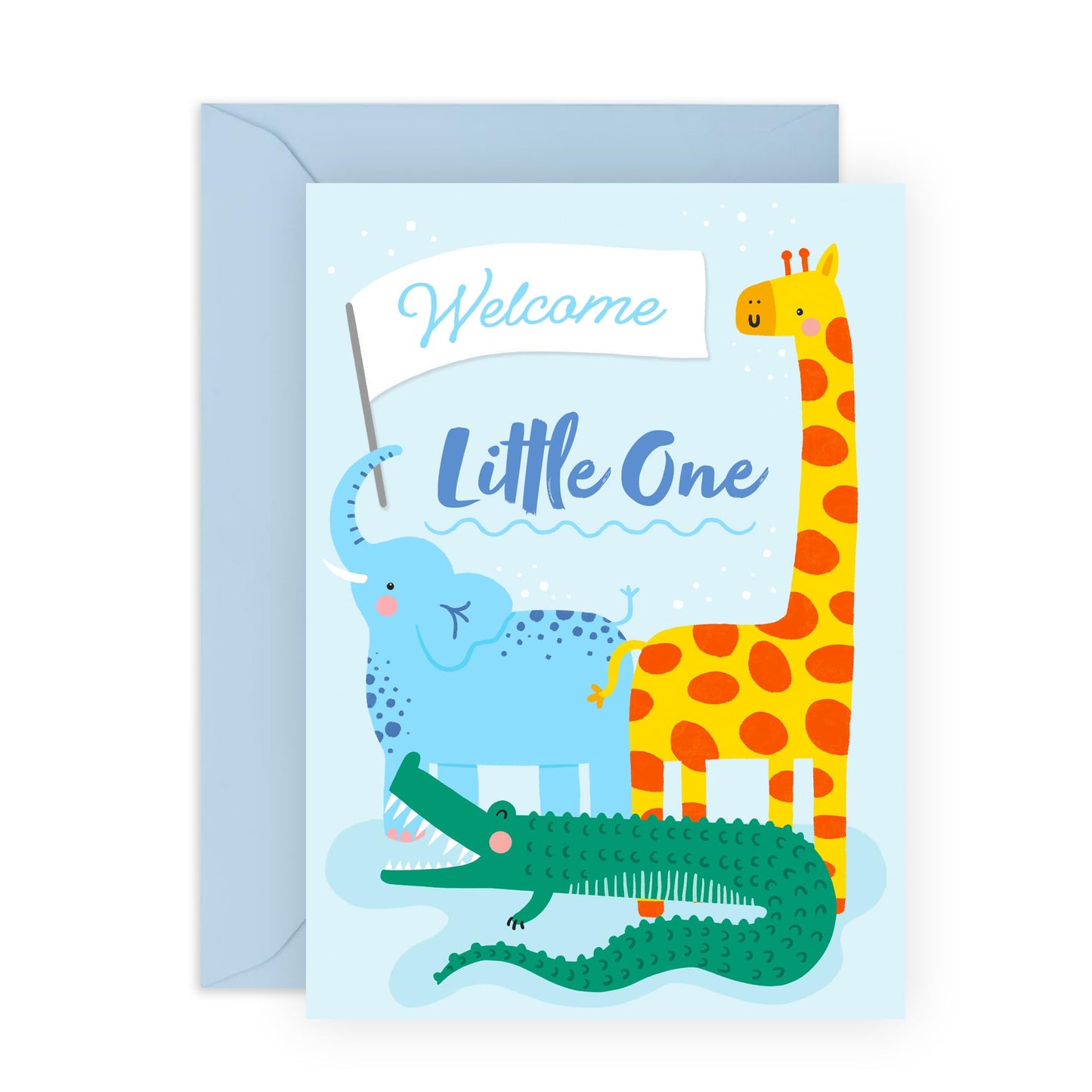 New Baby Card - Warm Welcome - Baby Shower Card For Boy - Welcome Little One - Congratulations On Giving Birth - Housewarming Greeting Cards For Mum Dad Parents - Comes With Stickers - By Central 23